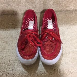 Beautiful red sparkly shoes for girls.